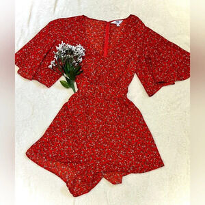 Jack by BB Dakota Red Floral Romper - Size 2